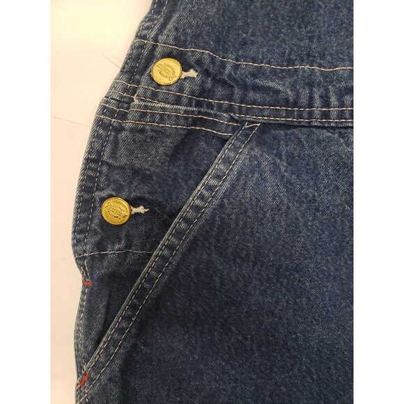 Dickies Denim Overalls Mens 46x34 Blue Jean Carpenter Workwear Pre Owned - Picture 6 of 13